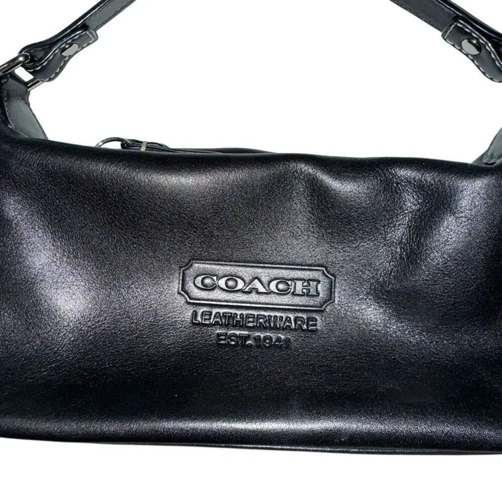 Vintage Y2K Coach Leatherware EstMini Hobo Bag Demi Pouch Black Leather